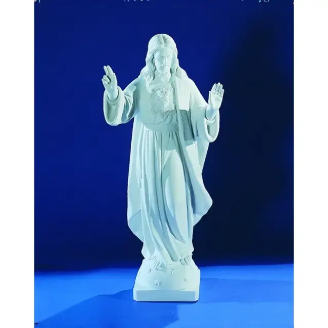 Sacred Heart Victorious 83 cm white marble powder