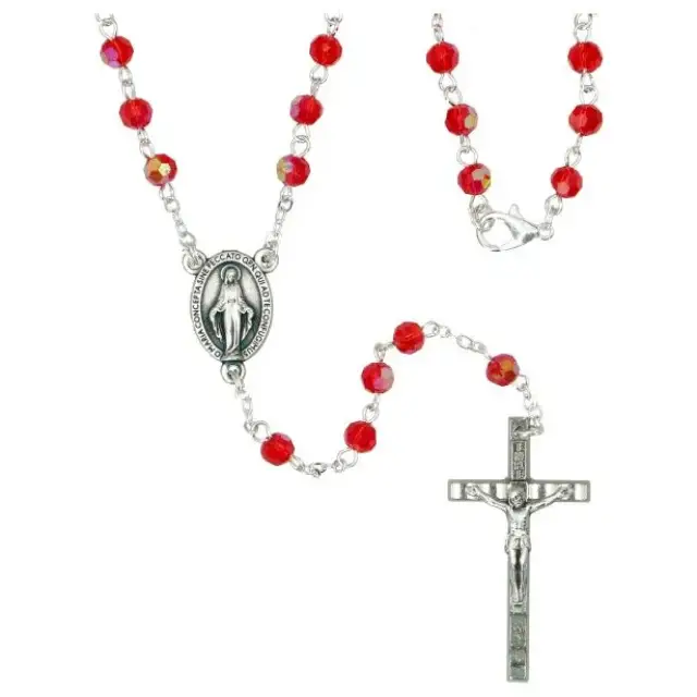 Chapelet - Semi-Cristal - Rouge + mousqueton