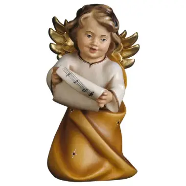 Houtsnijwerk Engel Met Muzieknoten 6 Cm/Gekleurd