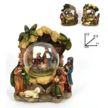 Sneeuwbol met heilige familie - hoogte 12 cm - 2 modellen