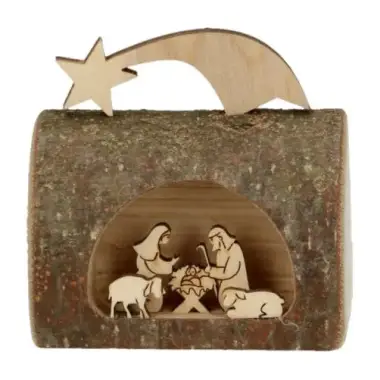 Kerstfiguur in boomschors H 6 cm x L 12 cm