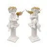 Ange avec ailes dorées sur une colonne 12 cm