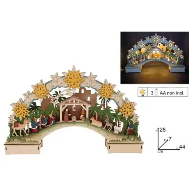 Colored Christmas decoration with nativity and light