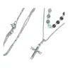 Double chaine + croix strass en argent rhodié