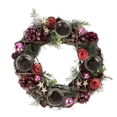 Couronne de l'Avent Décoration rose 34 Cm
