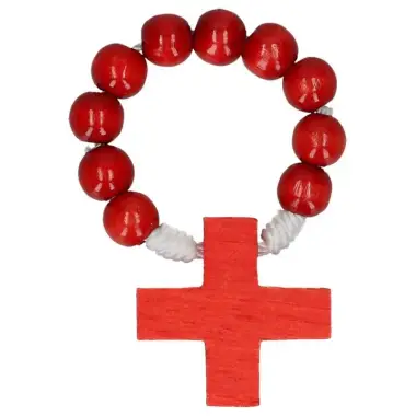 Rosary on cord Red Wood