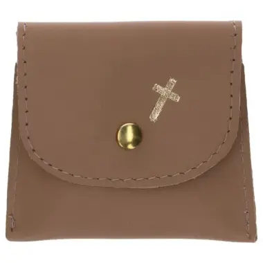 Etui Chapelet Cuir - 8 X 7 cm - Naturel