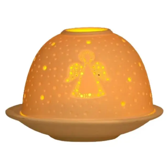 Photophore en porcelaine avec plateau Ange