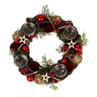 Couronne de l'Avent Décoration rouge 34Cm