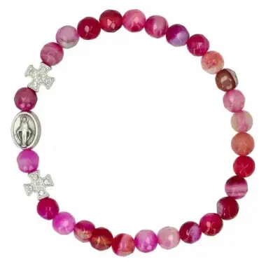 Bracelet sur élastique Agate fuschia