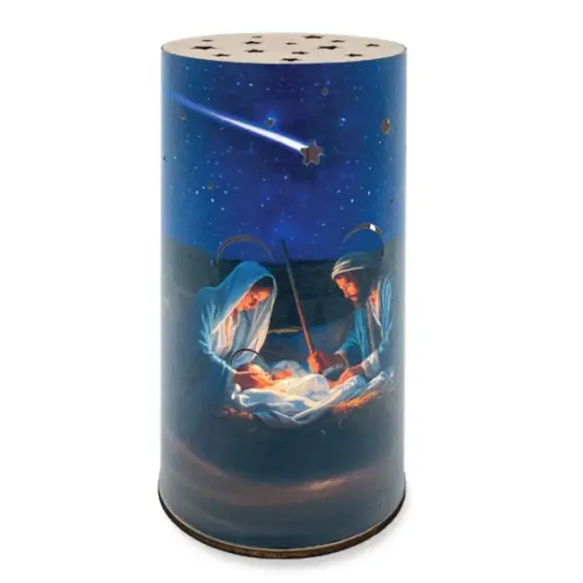 Cardboard candle holder with LED lighting – Nativity scene with shooting star