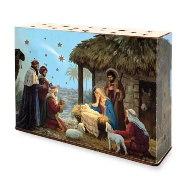 Cardboard candle holder with LED lighting (17 x 5 x 13cm) – Nativity scene with three kings