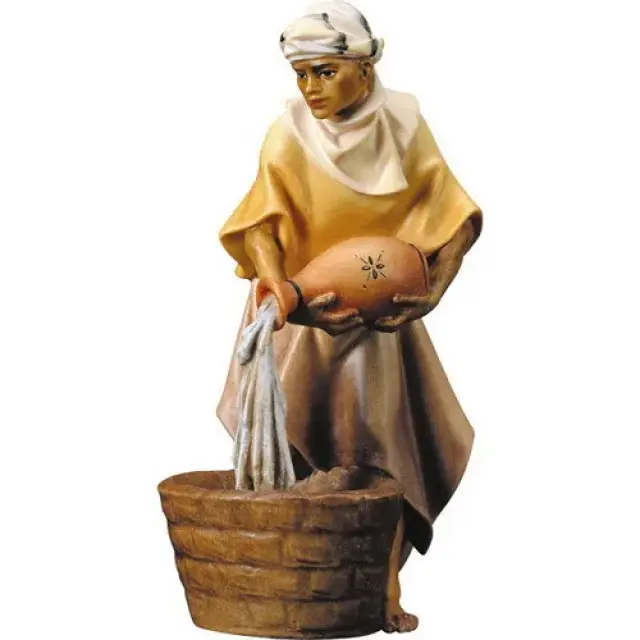 Drijver met Kruik : houtsnijwerk kerstgroep Ulrich 15 cm