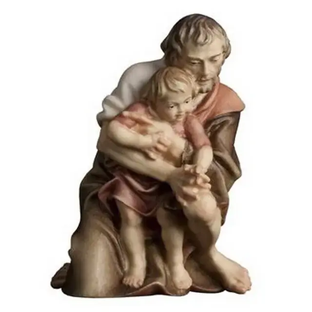 Herder met Kind : houtsnijwerk kerstgroep Ulrich 15 cm