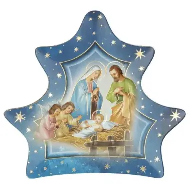 Kerststal / Boom - 10.5 X 9.5 cm