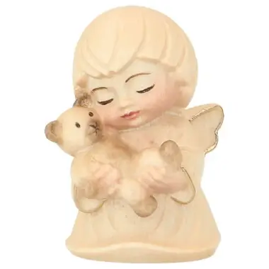 Ange avec ours en peluche - 7 cm Alabaster