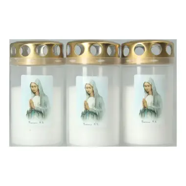 Set de 3 Bougies Buste Banneux / blanc
