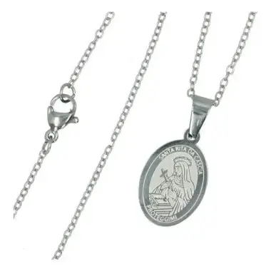 Adornment Steel Medal St Rita + chain 45 cm