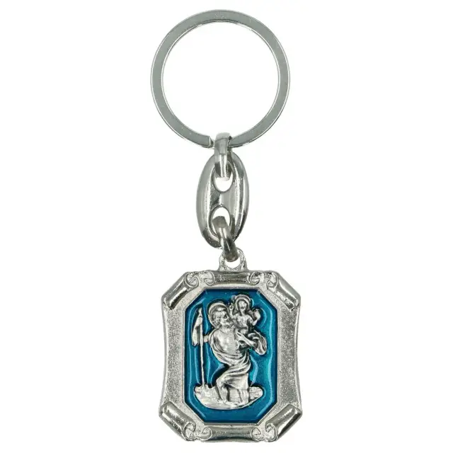 Porte-Clefs - St Christophe - Email Bleu