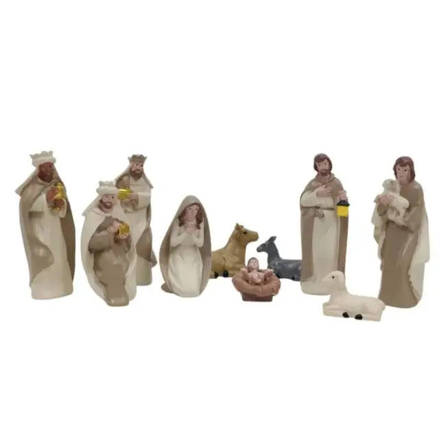 Personnages de crèche de Noël - 10 figurines de 12 cm