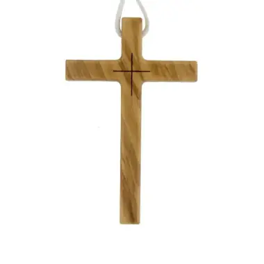 Croix d'aube en bois d'olivier - 78 x 48 mm
