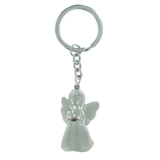 Porte-Clefs Ange Avec Pierre Blanche