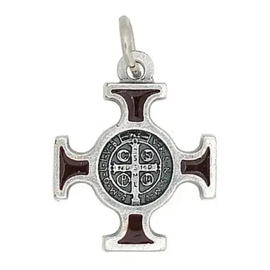 Croix St Benoît - 18 X 18 mm - Brun / Agté