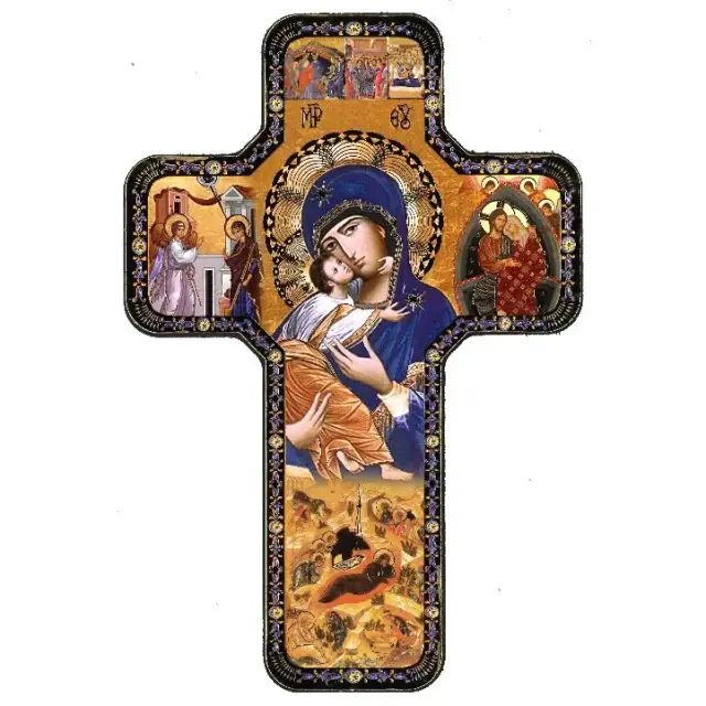 Icon 12 x 18 cm Cross Virgin of Tenderness