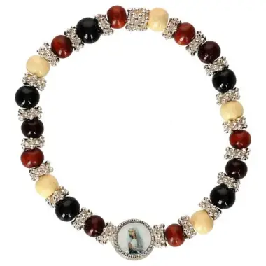 Bracelet sur élastique bois 3 couleurs + métal