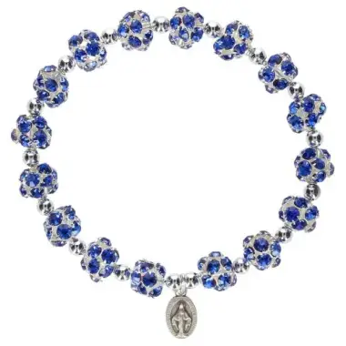 Bracelet s/élastique Strass 8 mm Cristal bleu