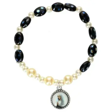 Armband op elastiek Wit-Zwart