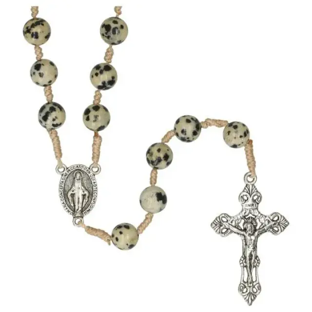 Chapelet s/corde Jaspe dalmatien 8 mm