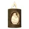 Nativité dans rondin en bois sculpté H 11cm x 4.5 cm Naturel