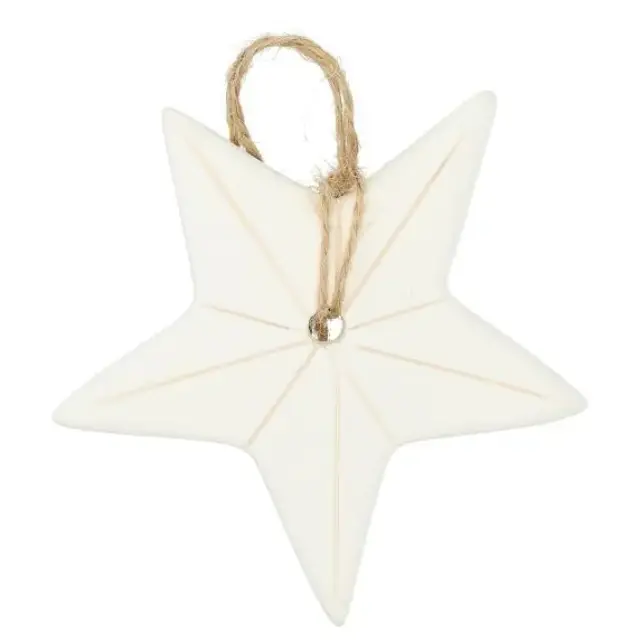 Hanging star in white porcelain 7.5 x 5.5 cm