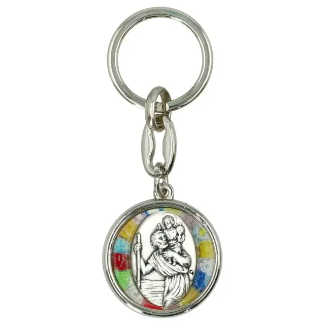 Porte-Clefs Saint Christophe avec décor floral