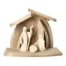 Crèche de Noël moderne en bois et Sainte Famille 7 cm