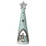 Keramische kerstboom met kerststal, 28 cm, blauw