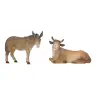 Donkey + ox Carved Wood for a 12 cm nativity Color