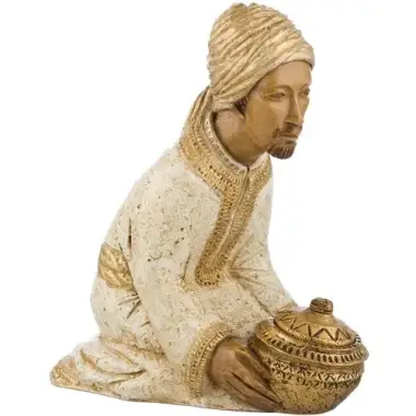 Mage Gaspar à genou - 23 cm - blanc doré
