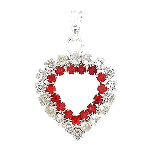 Heart medal Strass Blancs Red 20 X 18 Mm