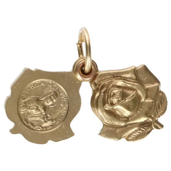 Médaille Ste Rita / St Antoine - 13 mm - Métal Doré